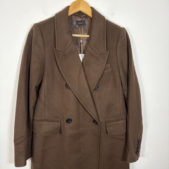 Quince Italian Wool Double-Breasted Over Dress Coat Dark Chocolate Small Jacket - Picture 9 of 12